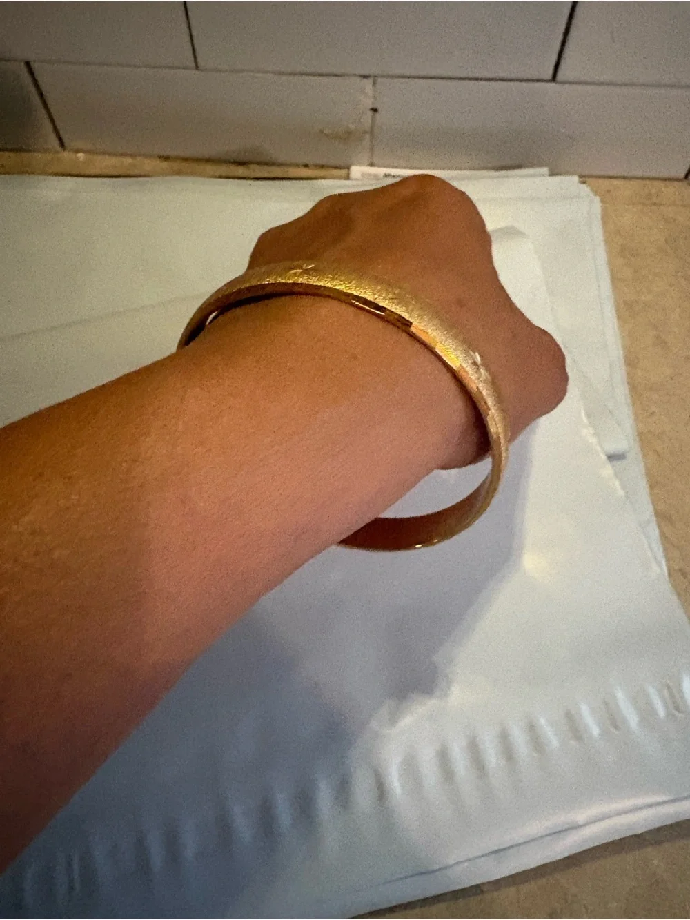 Gold vintage Monet Bangle Bracelet - Picture 4 of 5